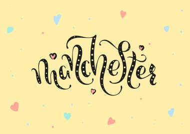 Manchester İngiltere İngiltere. Vektör modern stil kaligrafi. 