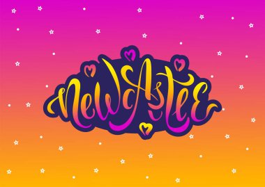 Newcastle İngiltere İngiltere. Vektör modern stil kaligrafi. 