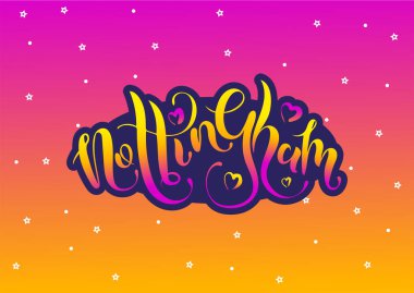 Nottingham İngiltere İngiltere. Vektör modern stil kaligrafi. 