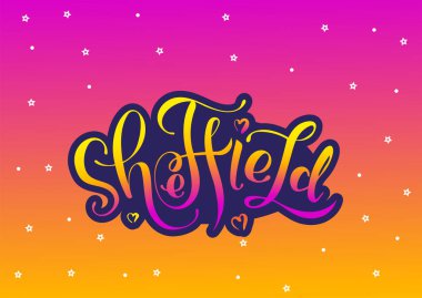 Sheffield İngiltere İngiltere. Vektör modern stil kaligrafi. 