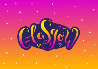 Glasgow İngiltere İngiltere. Vektör modern stil kaligrafi. 