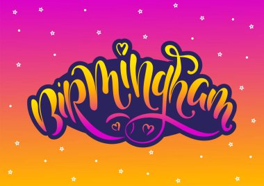 Birmingham İngiltere İngiltere. Vektör modern stil kaligrafi. 