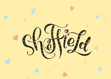 Sheffield İngiltere İngiltere. Vektör modern stil kaligrafi. 