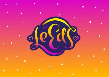 Leeds İngiltere İngiltere. Vektör modern stil kaligrafi. 