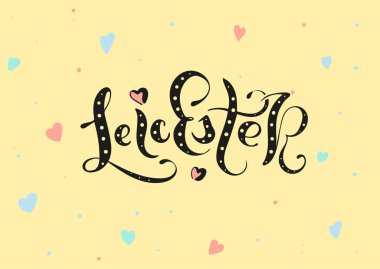 Leicester İngiltere İngiltere. Vektör modern stil kaligrafi. 