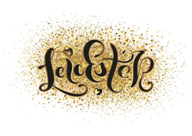 Leicester İngiltere İngiltere. Vektör modern stil kaligrafi. 