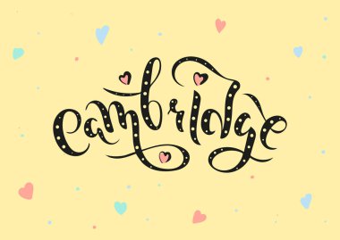 Cambridge İngiltere İngiltere. Vektör modern stil kaligrafi. 