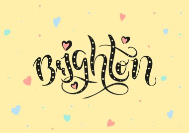 Brighton İngiltere İngiltere. Vektör modern stil kaligrafi. 