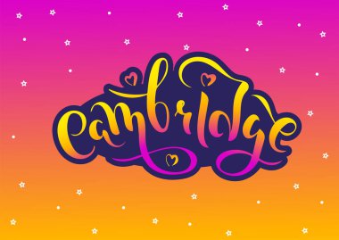 Cambridge İngiltere İngiltere. Vektör modern stil kaligrafi. 