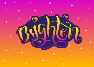 Brighton İngiltere İngiltere. Vektör modern stil kaligrafi. 
