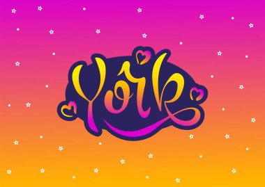 York İngiltere İngiltere. Vektör modern stil kaligrafi. 