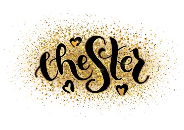 Chester İngiltere İngiltere. Vektör modern stil kaligrafi. 