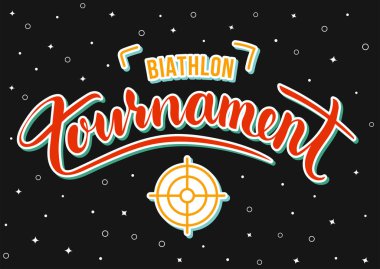 Logo biatlon turnuvası. Yazı amblemi vektörü.