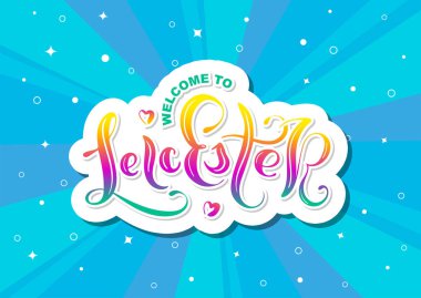 Leicester İngiltere 'ye hoş geldiniz. Vektör modern hat sanatı. 