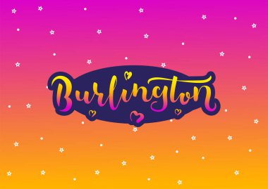 Burlington Iowa Amerika Birleşik Devletleri. Vektör modern stil kaligrafi.