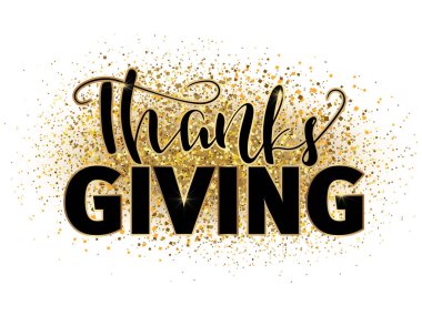 Şükran Günü Kaligrafi Metni. El çizimi illüstrasyon.