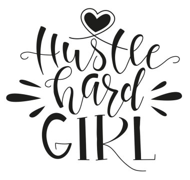 Vektör illüstrasyon, sert kız, genç kadın hakkında motivasyon alıntısı. Beyaz arkaplanda siyah metin alıntısı var. Feminizm sloganı: Kartpostal, poster, baskı, tebrik kartı,