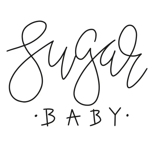 Lettrage ligne Sugar Baby, texte noir isolé sur fond blanc. Illustration vectorielle. — Image vectorielle
