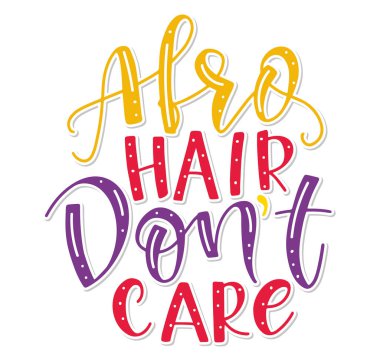 Afro saç umursamaz, çok renkli harfler, vektör illüstrasyonu.