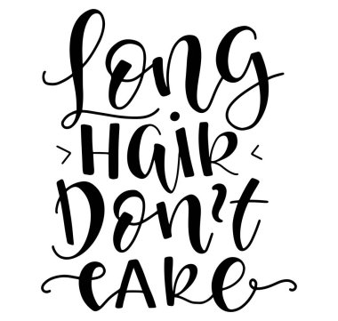 Uzun saç umursamaz, beyaz arkaplanda izole edilmiş siyah metin, vektör illüstrasyonu.
