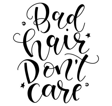 Kötü saç umursamaz, beyaz arkaplanda siyah metin ile vektör illüstrasyonuName.