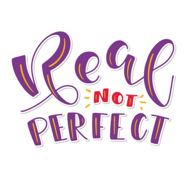 Gerçek değil - beyaz arkaplanda harf izole - renkli kaligrafi ile vektör çizimi