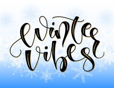 Kış Titreşimleri 'nin tatil el yazısıyla çizilmiş el yazısı ve kar taneleri..