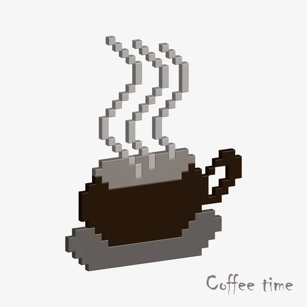 Czapka Kawą Pixel Art — Wektor stockowy