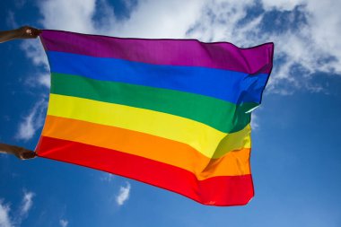 LGBT gay bayrağı rüzgarda dalgalanıyor