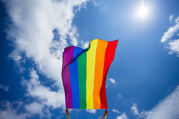 LGBT gay flag blown in the wind