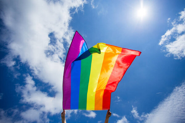 LGBT gay flag blown in the wind