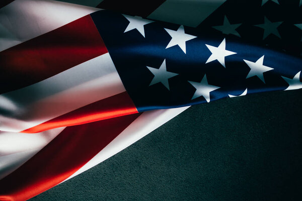 American flag background with space for text.