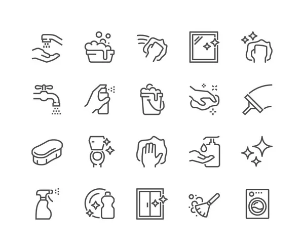 Line Cleaning Icons — Stock Vector