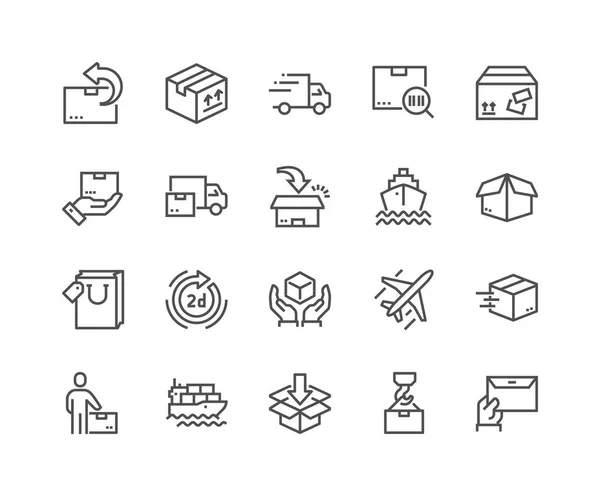Iconos de entrega de línea — Vector de stock