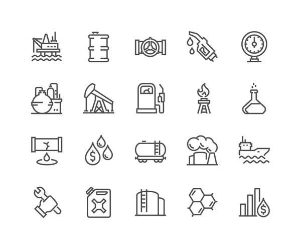 Iconos de aceite de línea — Vector de stock