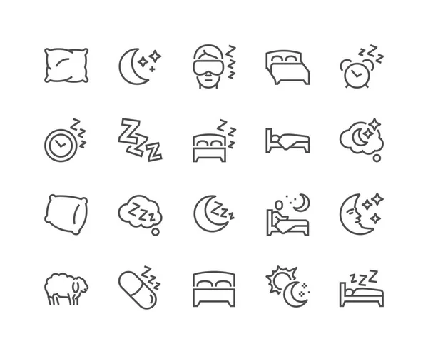 Iconos de sueño de línea — Vector de stock