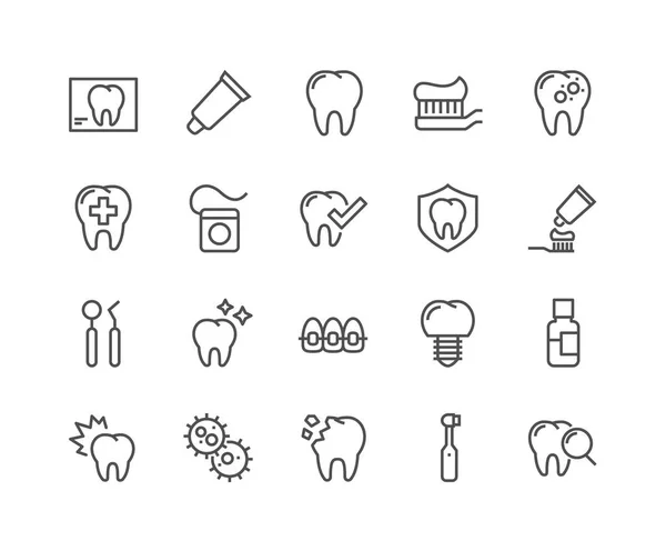 Línea de iconos dentistas — Vector de stock