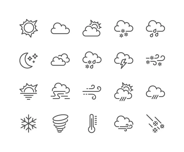 Icônes météo ligne — Image vectorielle