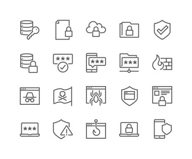 Line Data Security Icons clipart