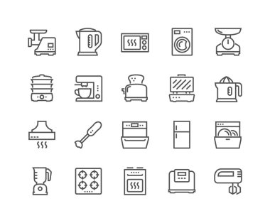 Çizgi mutfak aletleri simgeler