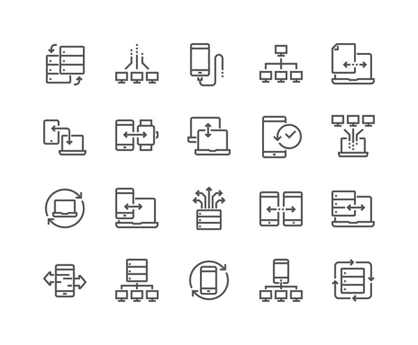 Línea de intercambio de datos iconos — Archivo Imágenes Vectoriales