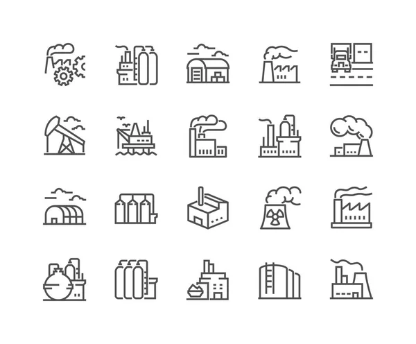 Línea Fábricas Iconos — Vector de stock