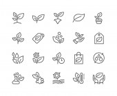 Linie rostliny ikony