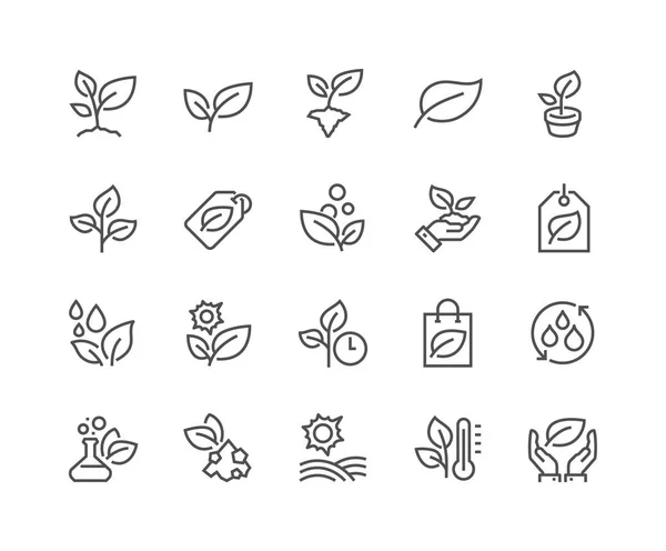 Lijn planten pictogrammen — Stockvector