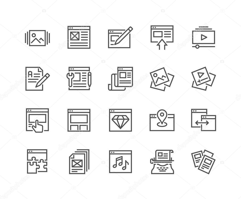 Line Web Content Icons