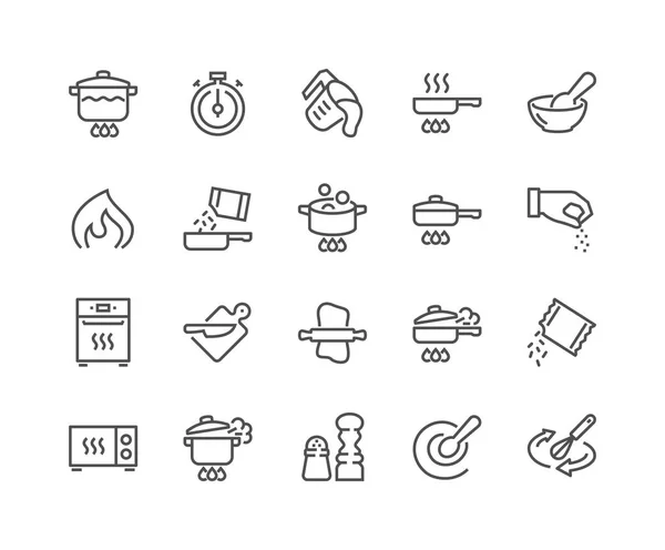 Line Cooking Icons — Stock Vector