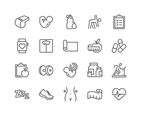 Simple Set Fitness Related Vector Line Icons Contains Icons Workout — Stock Vector