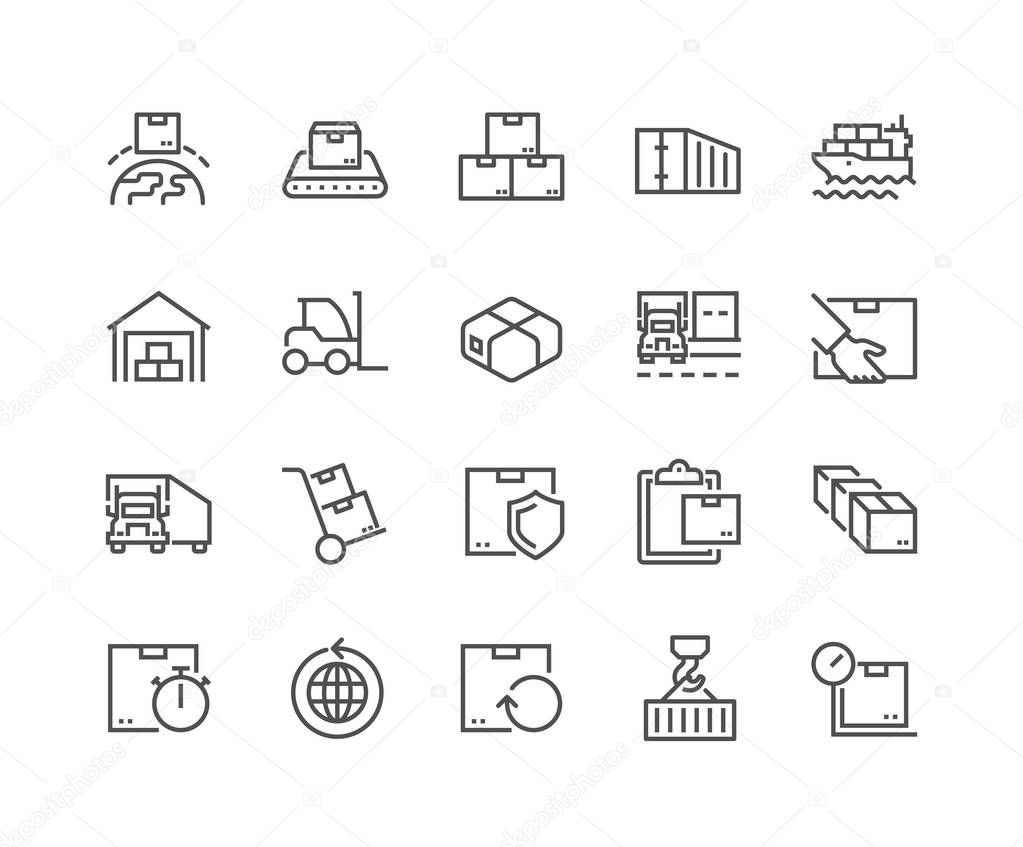 Line Package Delivery Icons