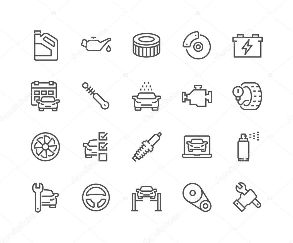 Line Car Service Icons