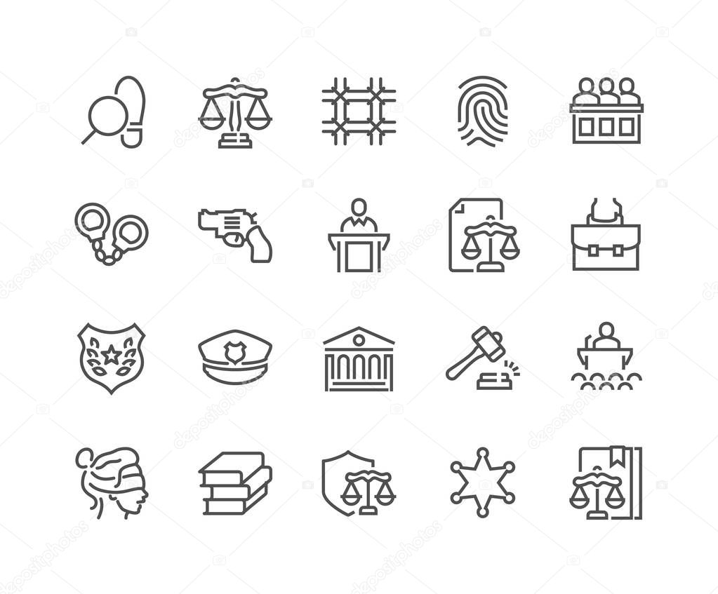 Line Law and Justice Icons